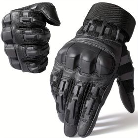 Tactical Gloves for Men - Touch Screen, Non-Slip, Full Finger Protection for Shooting, Airsoft, Military, Paintball, Motorcycle, Cycling, Hunting (Color: black, size: M)