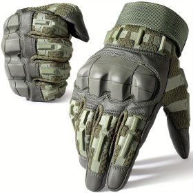 Tactical Gloves for Men - Touch Screen, Non-Slip, Full Finger Protection for Shooting, Airsoft, Military, Paintball, Motorcycle, Cycling, Hunting (Color: Green, size: S)