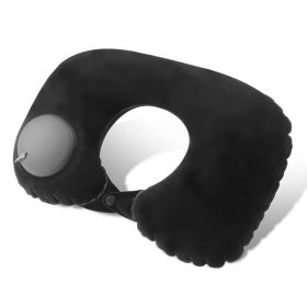 Inflatable Travel Pillow; Pressing U-shaped Neck Pillow; Portable Sleeping Pillow For Airplane; Train; Car; Office (Color: black)