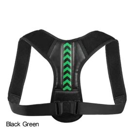 Adjustable Back Shoulder Posture Corrector Belt For Clavicle Spine Support Body Reshape Pain Relief From Neck; Back And Shoulder ( Buy A Size Up ) (Color: Black Green, size: L(70-100KG))