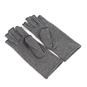 1pair Arthritis Fingerless Compression Gloves; Outdoor Half Finger Knuckle Pressure Gloves (Buy A Size Up) (Color: grey, size: M)