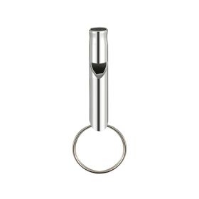 1pc Aluminum Whistle With Keychain; Sturdy Lightweight Whistle; For Signal Alarm; Outdoor Camping; Hiking Accessories (Color: Silvery)