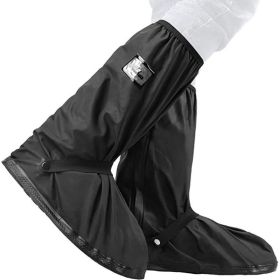 Black Waterproof Rain Boot; Shoe Cover With Reflector; High Top Clear Shoes Dust Covers For Motorcycle Bike (Color: black, size: XL)