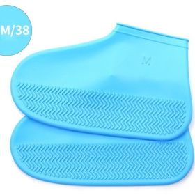 Waterproof Shoe Cover; Reusable Non-Slip Foldable Outdoor Overshoes For Rainy Days (Color: Sky Blue, size: 6.0)