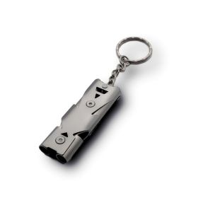 Stainless Whistle Double Tube Lifesaving Emergency SOS Outdoor Survival Whistle (Color: grey)