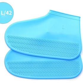 Waterproof Shoe Cover; Reusable Non-Slip Foldable Outdoor Overshoes For Rainy Days (Color: Sky Blue, size: 8.0)