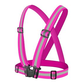 1pc Highlight Reflective Straps; Clothing Adjustable Safety Vest; Elastic Band For Adults And Children; Night Running Riding Gear (Color: Pink)