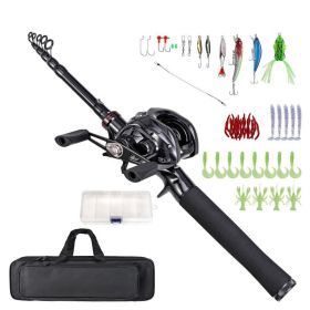 Portable Telescopic Fishing Rod Set for Outdoor (Type: L-1.8 m, Color: black)