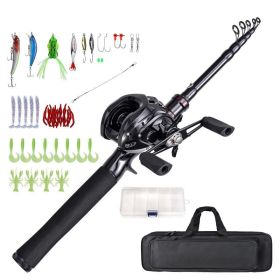 Portable Telescopic Fishing Rod Set for Outdoor (Type: R-1.8 m, Color: black)