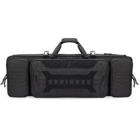 VOTAGOO Double Rifle Case Gun Bag, Safely Long-Barrel Firearm Transportation Cases Locks (Color: black, size: 42inches)